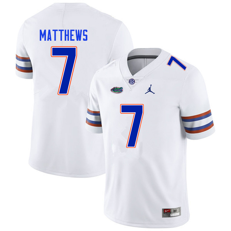 Men #7 Luke Matthews Florida Gators College Football Jerseys Sale-White